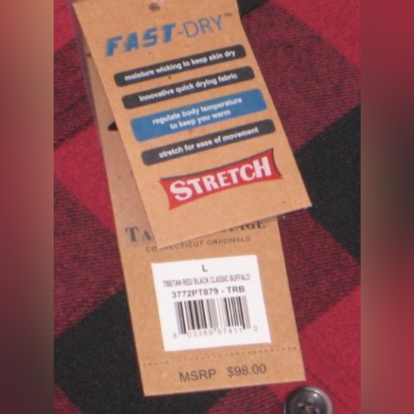 NWOT Tailor Vintage Luxe Performance Flannel Long Sleeve Button Down Shirt 🎄❤️ - Picture 3 of 8